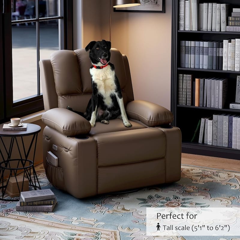 22" Electric Swivel Recliner Chair, Rocking Sofa Chair with Massage