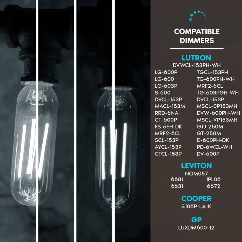 Luxrite Edison T9 LED Tube Light Bulbs 60W Equivalent 5000K Bright White 550 Lumens Dimmable 5W UL Listed E26 6 Pack