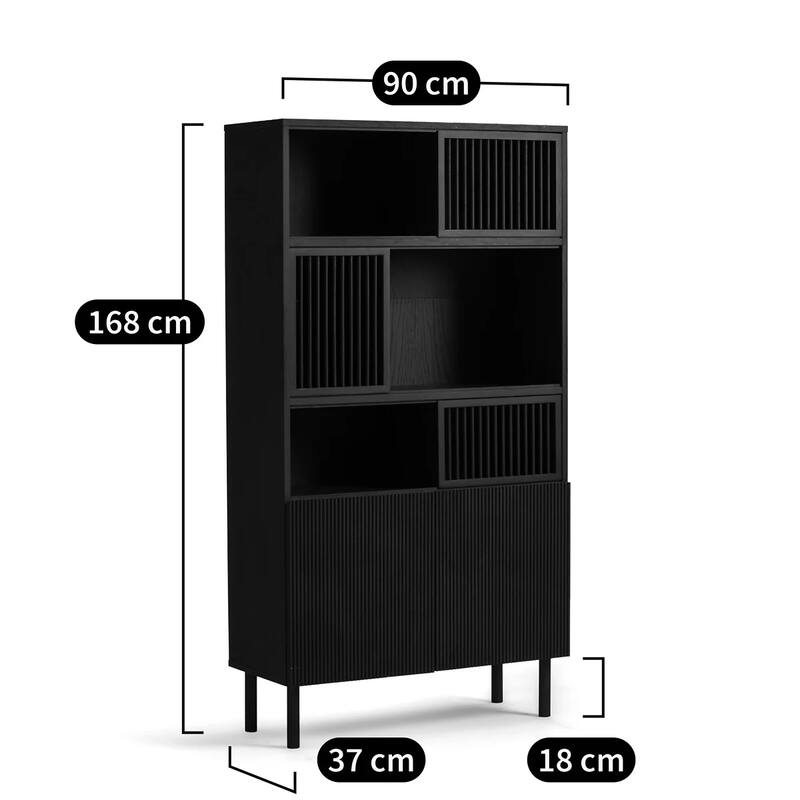 Bilbao Oak/Black Storage Bookcase
