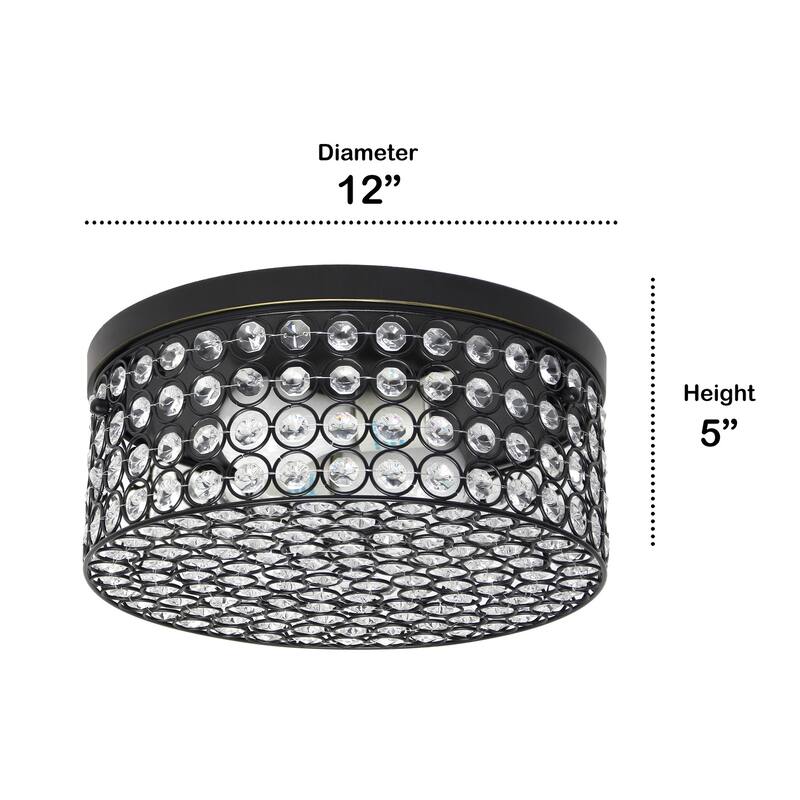 2 Light Round Flush Mount Ceiling Light - 12 Inch Restoration Bronze Finish