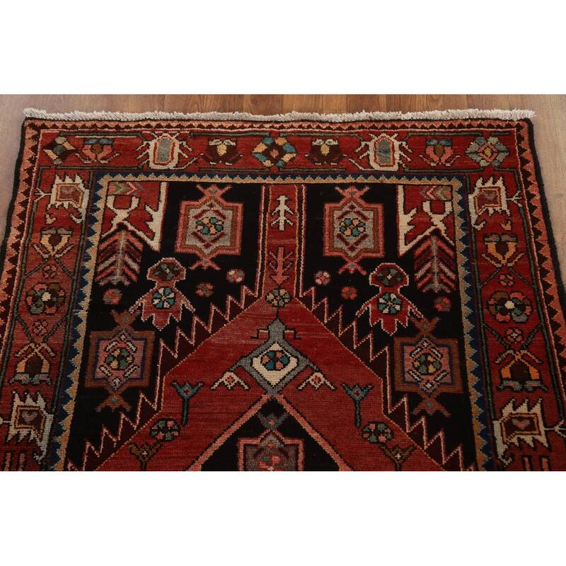 Tribal Geometric Hamedan Persian Runner Rug Wool Hand-knotted Carpet - 3'6" x 9'7"