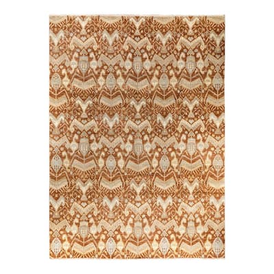 Ikat One-of-a-Kind Hand-Knotted Area Rug, Orange - 9' 0" x 12' 4"