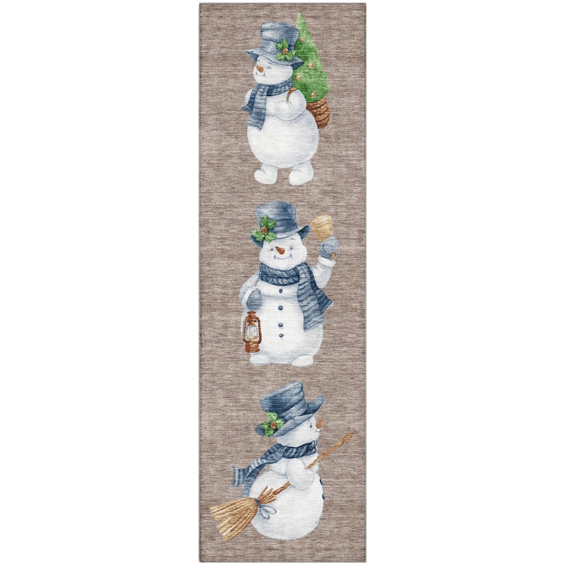 Premium Washable Super Soft Winter Holiday Snowman Mayfield Rug