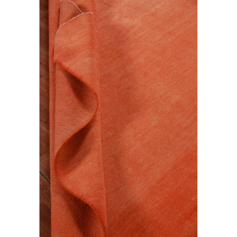Hand Knotted Oriental 100% Wool Carpet Modern Solid Oranges & Rust Gabbeh Area Rug - 9' 2'' X 6' 0''