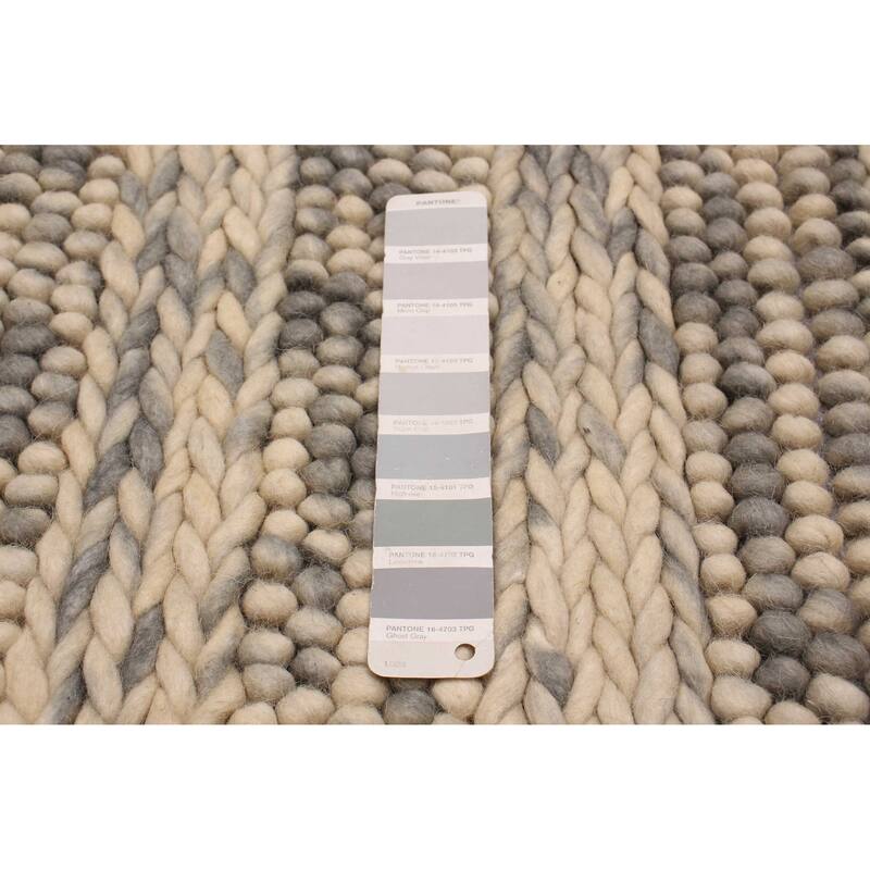 ECARPETGALLERY Braid weave Sienna Grey Wool Rug - 3'3 x 5'1