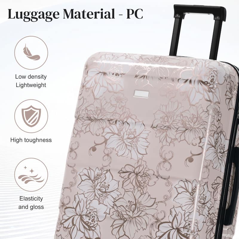 Luggage Sets New Model PC 5pcs, Hardside Lightweight Durable 20IN 24IN 28IN Suitcases with 8" 14" Cases with Lock Spinner Wheels