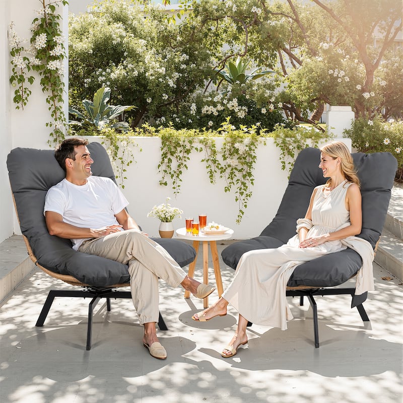 Outdoor Wicker Swivel Chair,Nature Rattan Patio Rotating Chair with Cushion