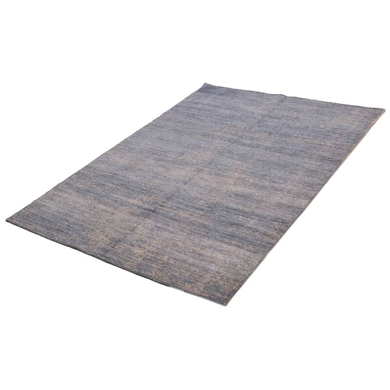 ECARPETGALLERY Hand-knotted Loreto Denim Blue Silk Rug - 5'10 x 8'10