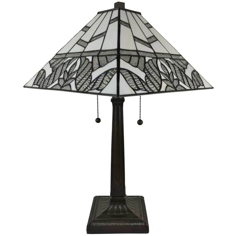 Tiffany Style Stained Glass White Table Lamp 23" Tall AM306TL14 Amora Lighting