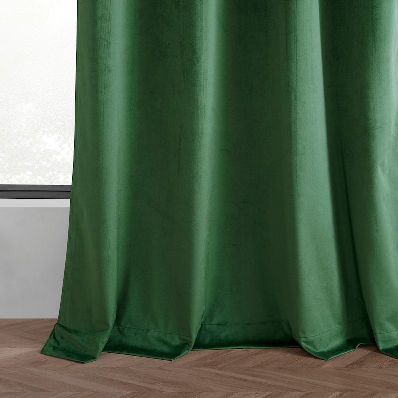 Exclusive Fabrics Basic Deluxe Velvet Curtains Pair - 2 Panels - Grommet Room Darkening Curtains