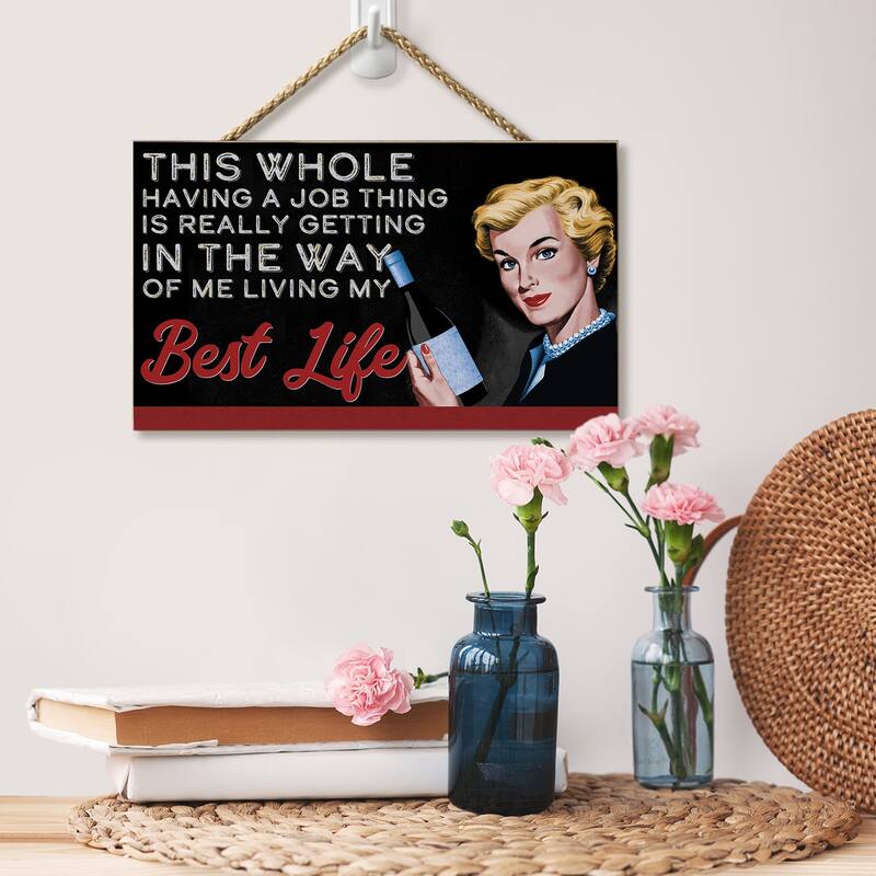 My Best Life Hanging Wood Sign 9.5" x 5.75" Made in the USA - Multi