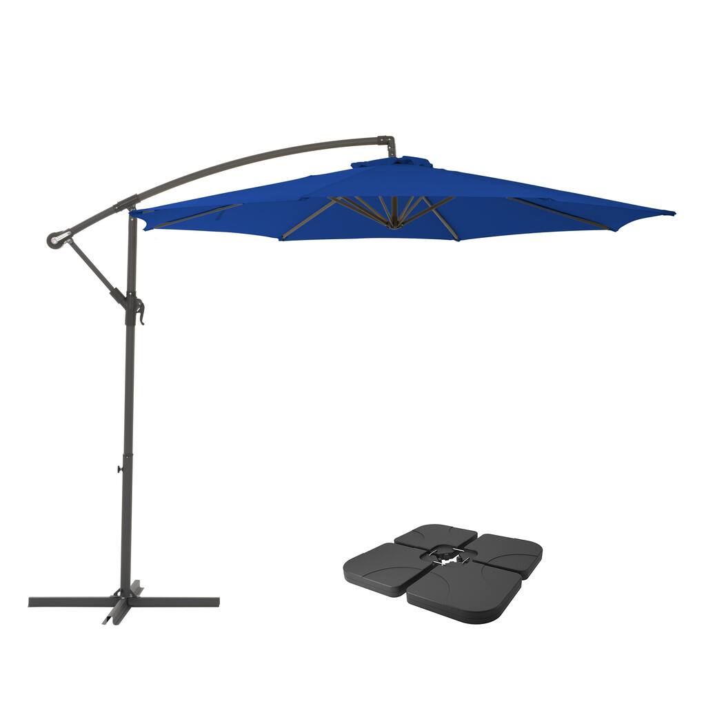 9.5ft Tilting Offset Patio Umbrella with Base Weights