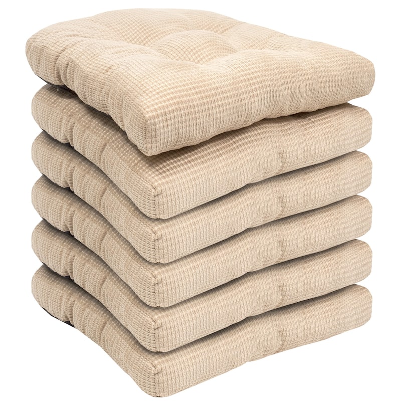 Sweet Home Collection Fluffy Memory Foam Tufted Chair Cushion Non Slip Microdot Rubber Back
