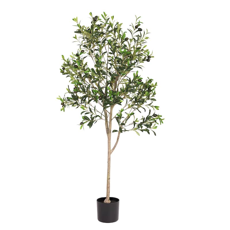 GDFStudio - Virelli 5FT Lifelike Olive Tree with Plastic Leaves and Realistic Trunk