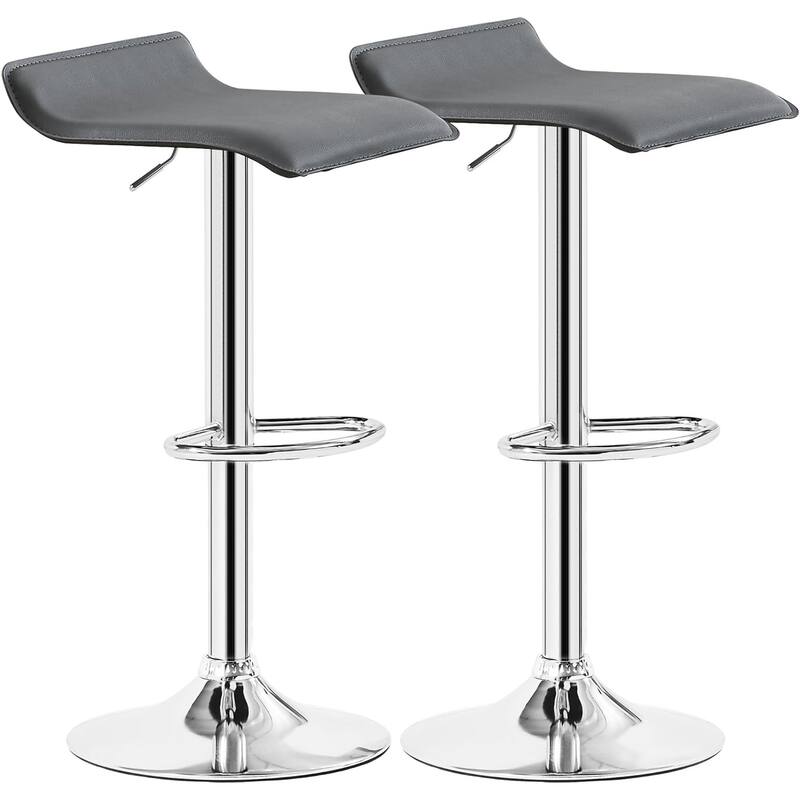 VECELO Barstools, Adjustable Height Faux Leather Backless Modern Swivel Bar Stools (Set of 2/Set of 4) -Five Color Options