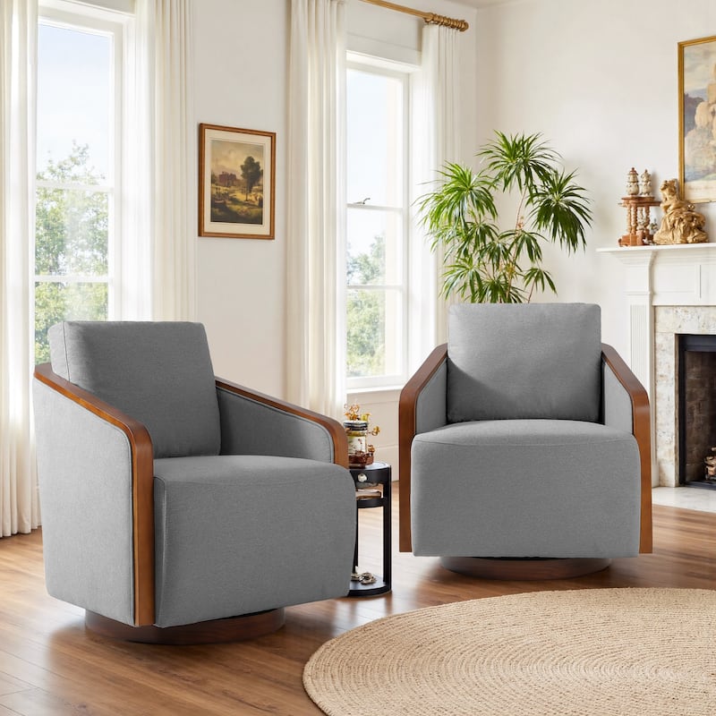 Modern Upholstered Swivel Accent Chair Set of 2 - Light Grey