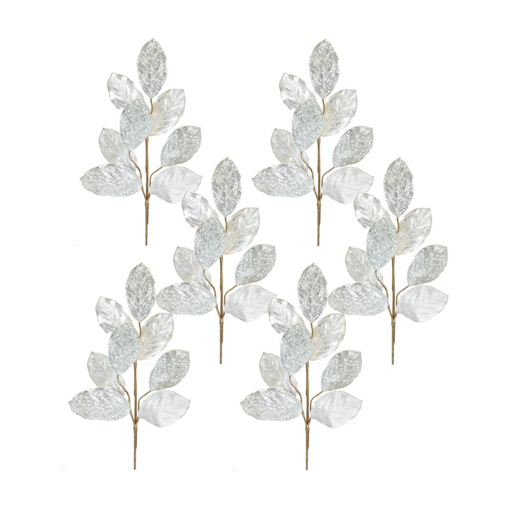 Magnolia Leaf Spray (Set of 6) - Silver