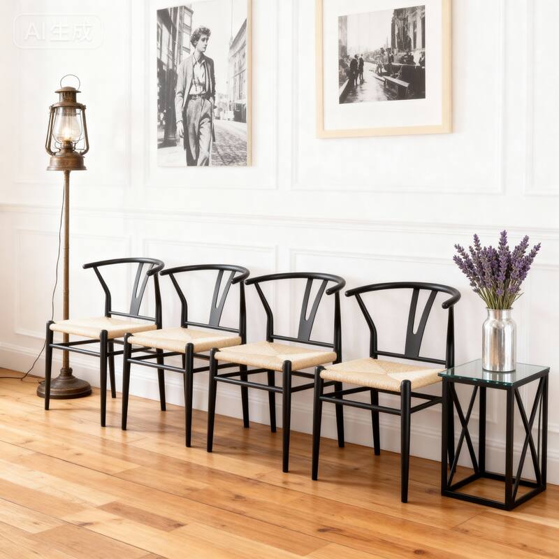 Set of 4 Side Chair Accent Chair Dining Chair Office Chair Kitchen Chair Black White Meeting Room Chair