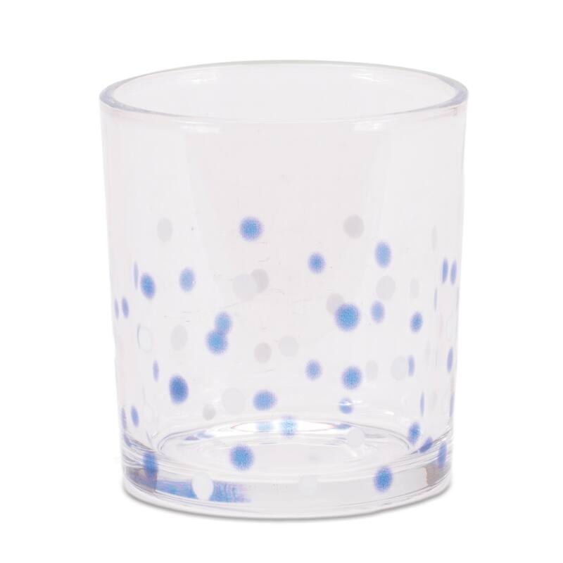 Dotted Glass Votive Candle Holders - 3" - Clear and Blue - Set of 3