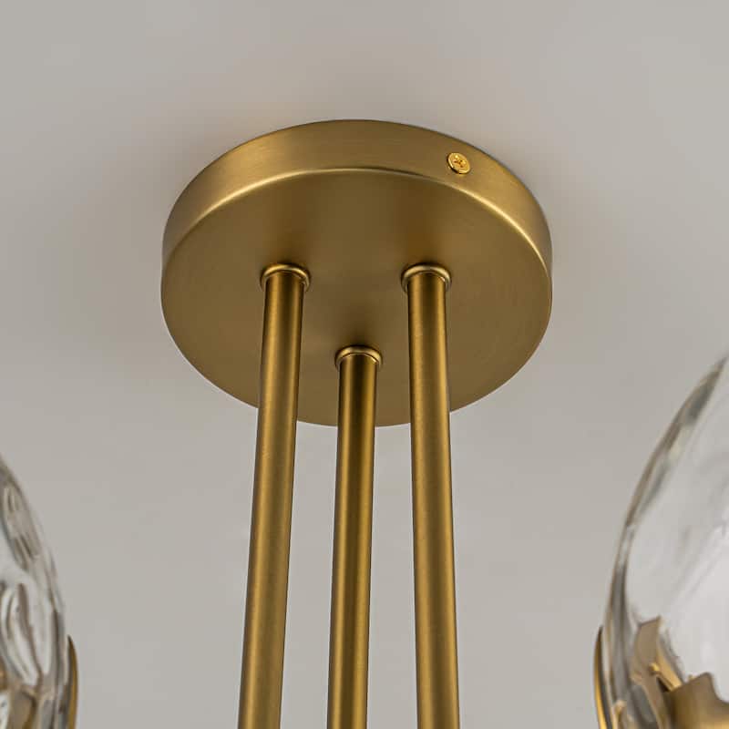 3-Light Dimmable Globe Glass Semi Flush Mount Ceiling Light