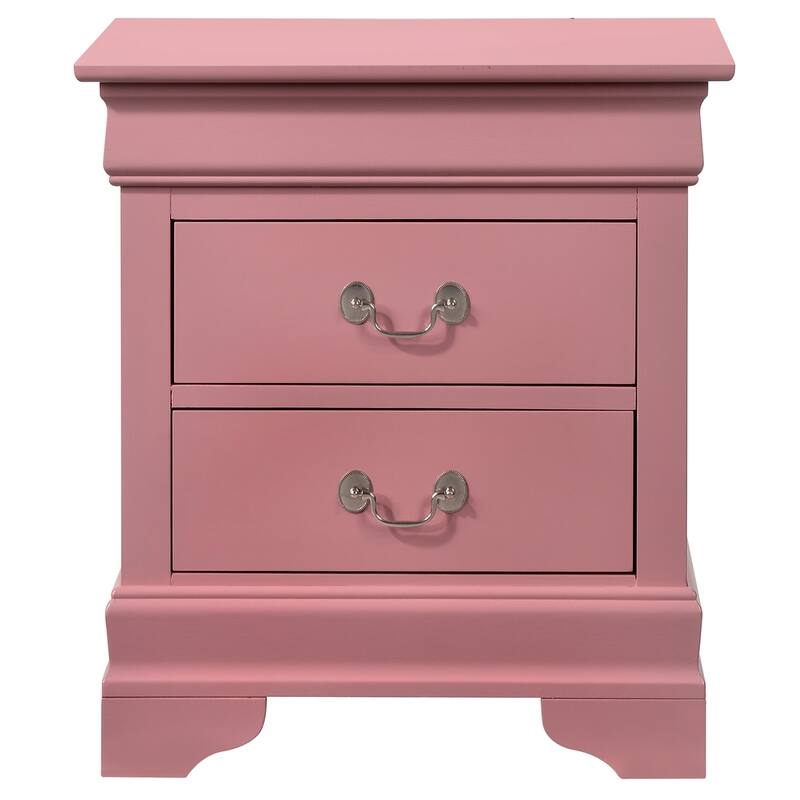 Pink Nightstand 24x22x16 with One Drawer, Compact Bedside Table for Storage and Bright Stylish Bedroom Accent Furniture