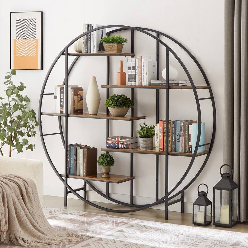 Round 5-Tier Metal Bookshelf/Storage Rack/Display Stand
