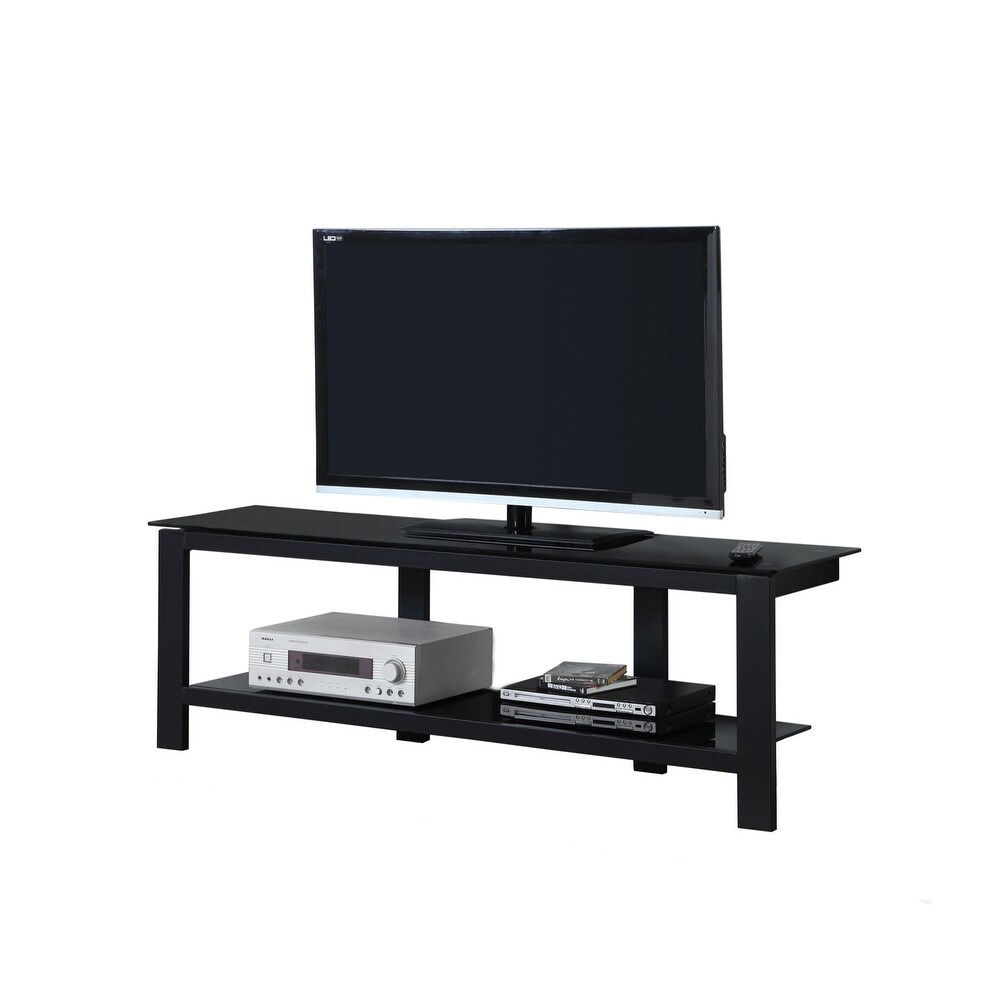 Overstock 60 inch Black Contemporary Rectangular TV Stand with Tempered Glass (Black)