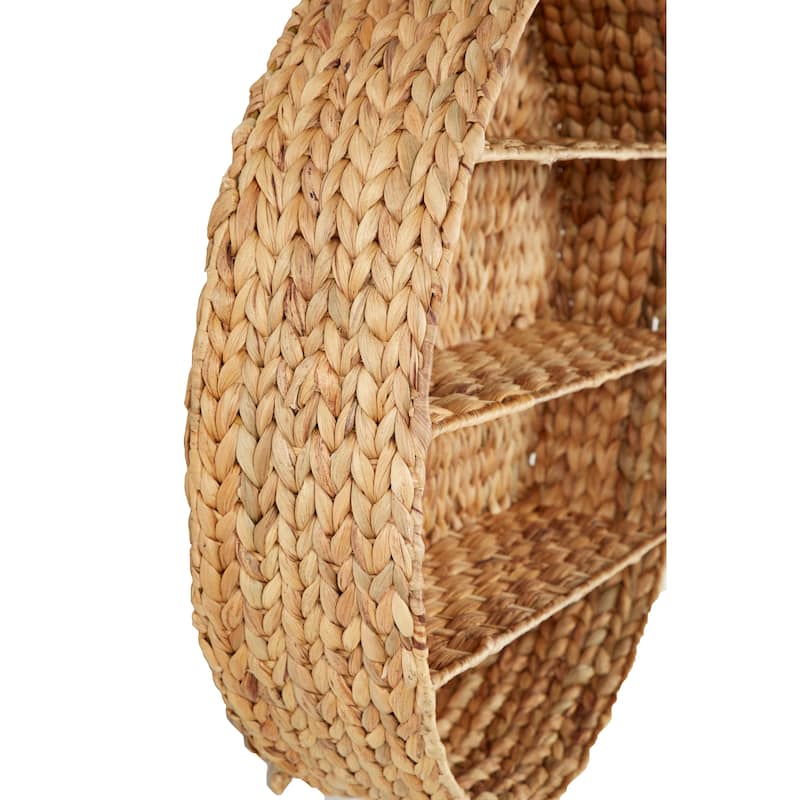 Dried Plant Round 3 Shelves Wall Shelf - Brown - Roche River Decor - 6"W x 24"L x 24"H