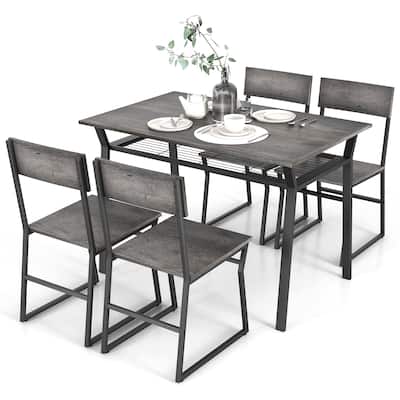Costway 5 Piece Dining Table Set Industrial Rectangular Kitchen Table