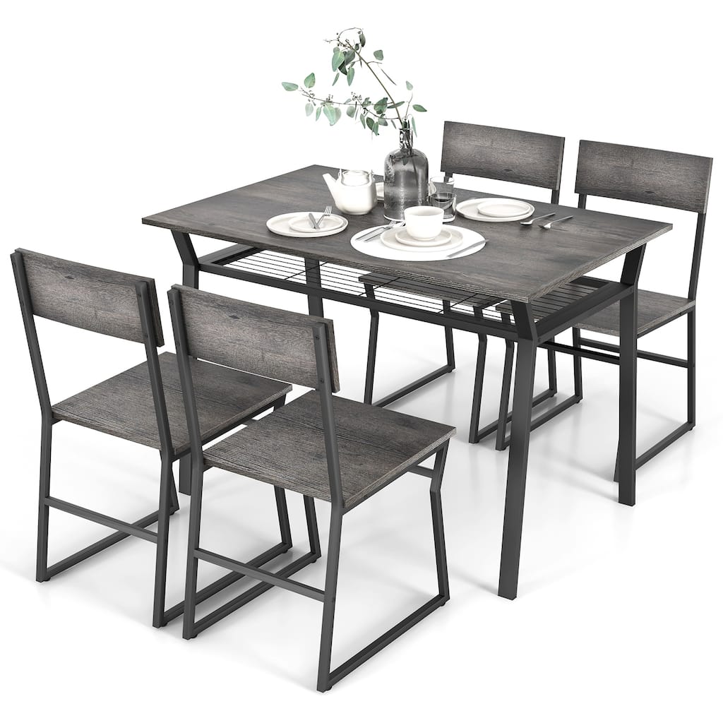 Costway 5 Piece Dining Table Set Industrial Rectangular Kitchen Table