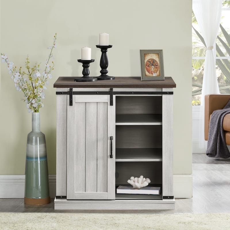 32" Compact TV Stand for 40" TVs w/ Barn Door Design - 32" in Width