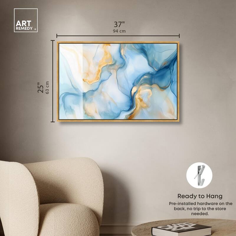 Blue Veined Gold Canvas by Art Remedy
