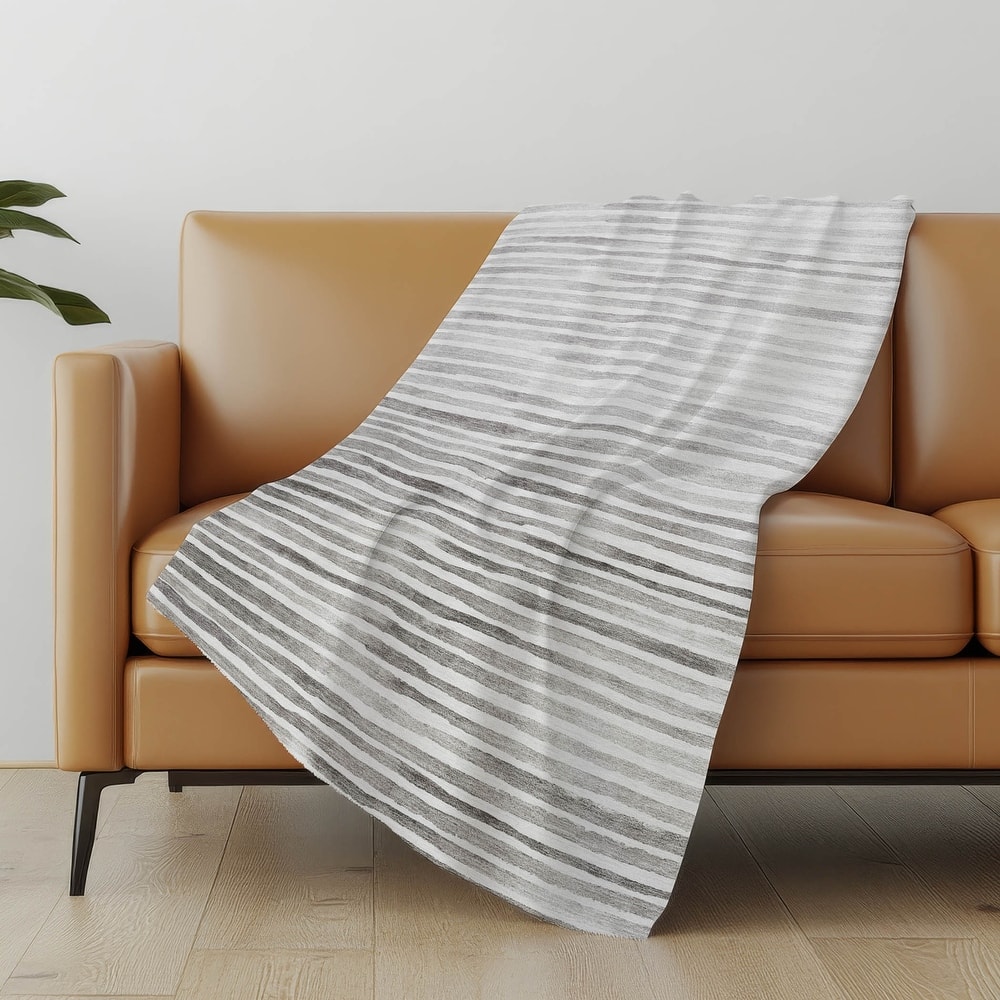 Premium Machine Washable ASB187 Ombre Stripes Sherpa Throw Blanket