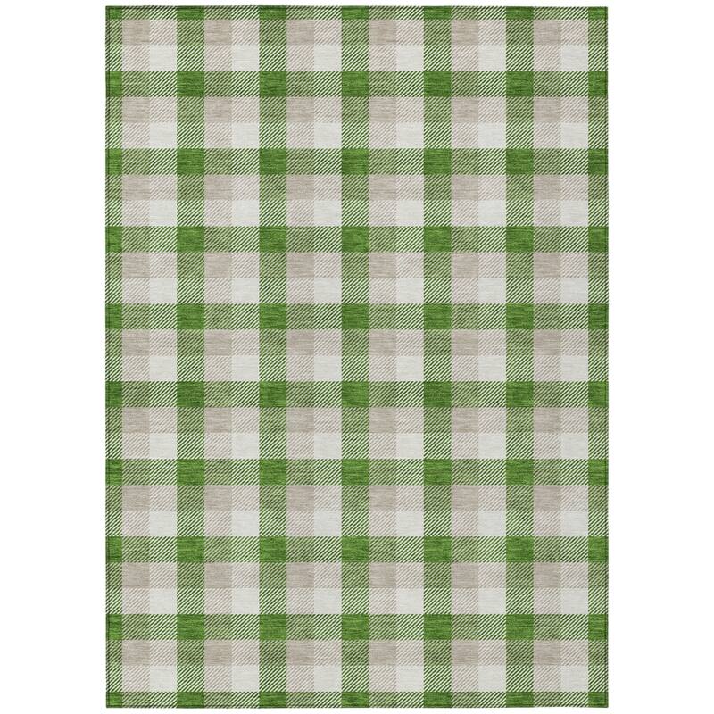 HomeRoots Plaid Transitional Rectangle Outdoor Rug