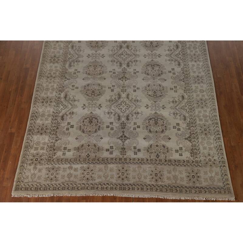 Oushak Oriental Area Rug Hand-Knotted Geometric Wool Carpet - 7'10"x 10'1"