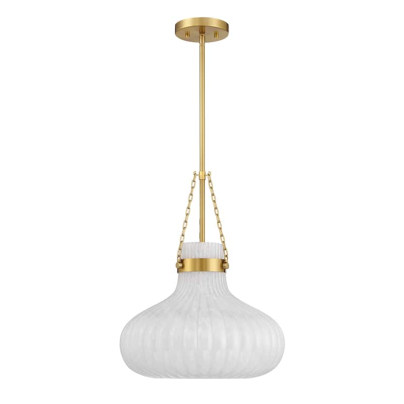Bellevue SHP77026 15" Wide Pendant with Ribbed Strié Glass Shade