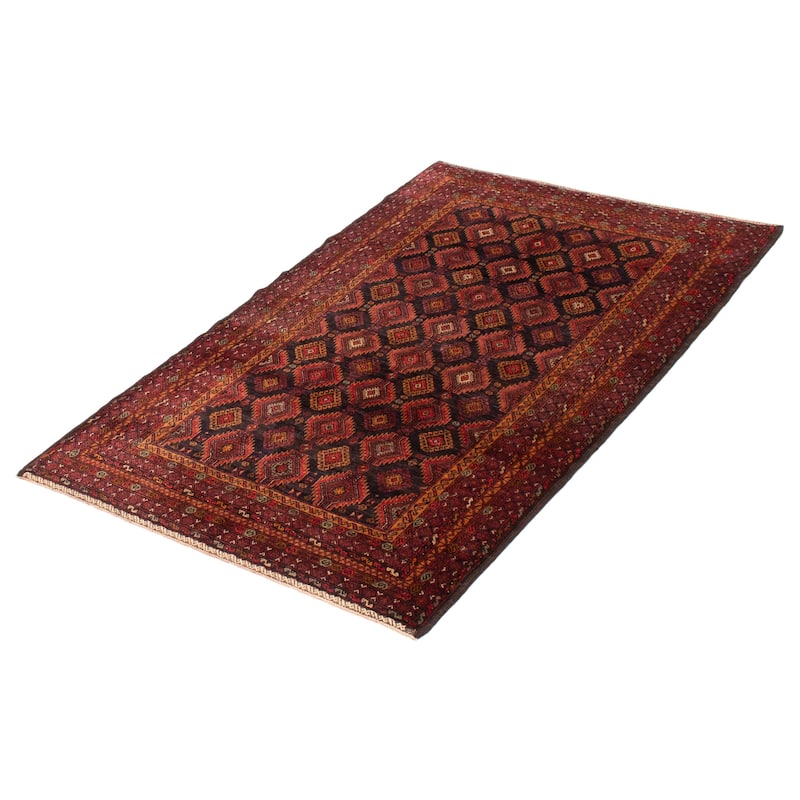 Teimani Black, Burgundy Rug 3'10" x 6'3" - 3'10 x 6'3