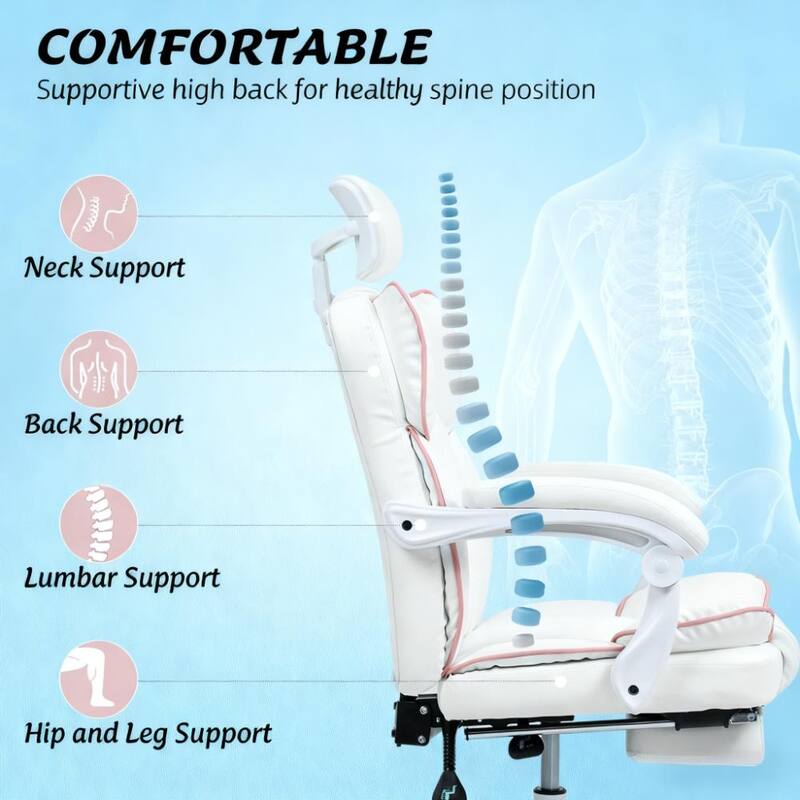 Practical Gaming Office Chair, Specially Designed for Home Gamers & Office Workers, Features Reclining Function & Footrest