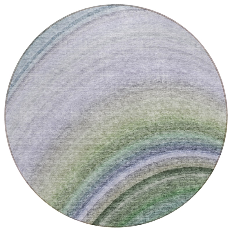 Machine Washable Indoor/ Outdoor Chantille Abstract Wave Rug
