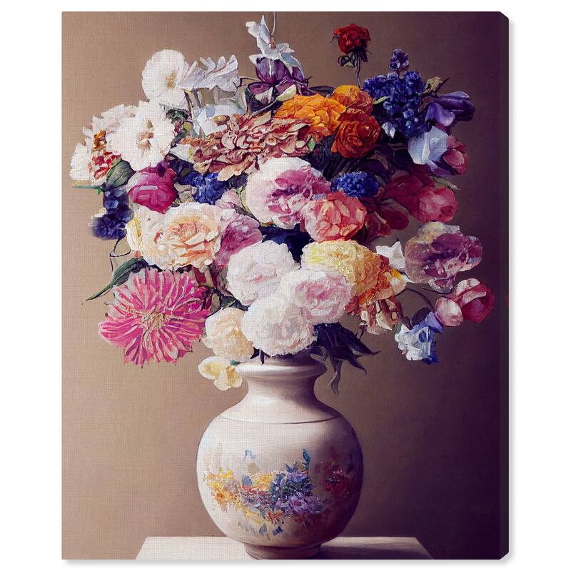 Wynwood Studio Canvas Floral and Botanical Amazing Floral Bloom Brown and Traditional Wall Art Canvas Print
