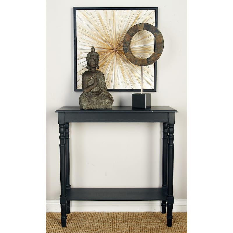 Wood 1 Shelf Console Table - Black - Roche River Decor - 12"Wx32"Lx32"H
