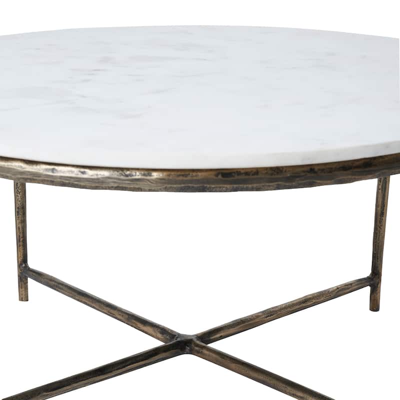 Renwil Pearse Indoor Cast Aluminum Coffee Table, Antique Brass