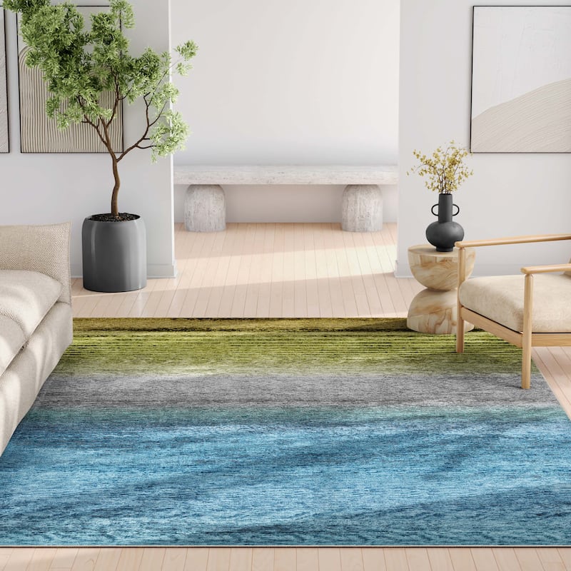 Well Woven Abstract Sunset Vintage Flat-Weave Area Rug