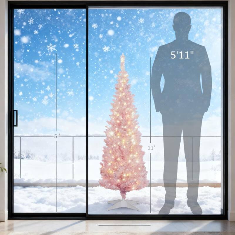 Pink 5ft Pencil Christmas Tree