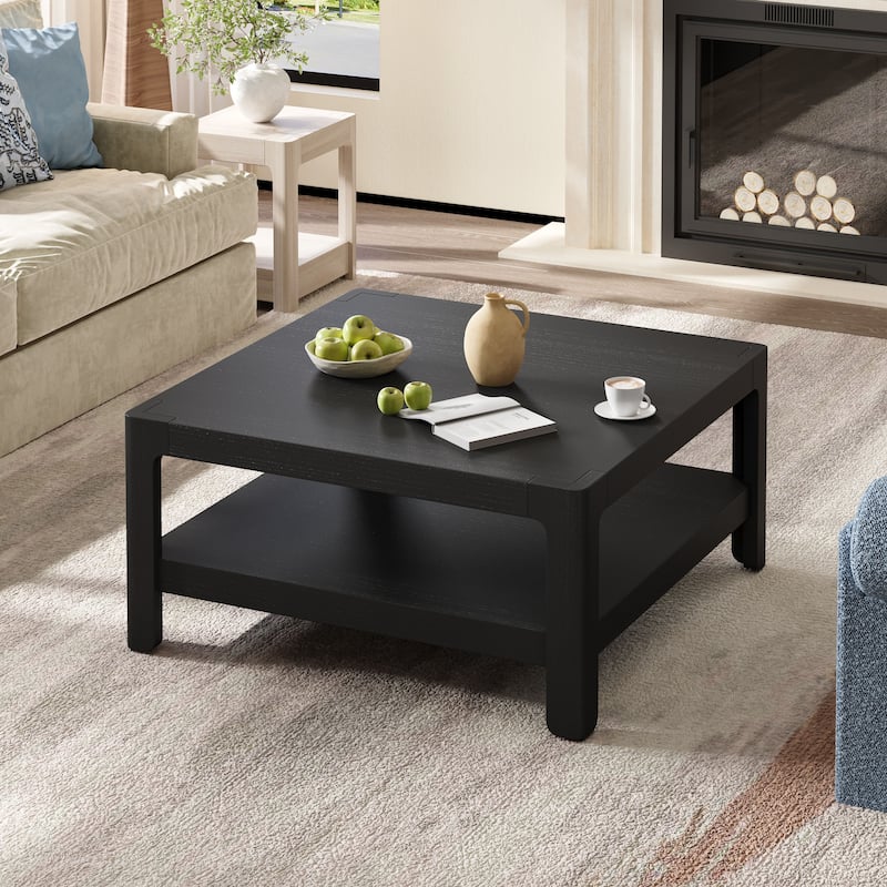 Christopher Knight Home - Modern Farmhouse Wooden Coffee Table with Soft Rounded Profile - Black