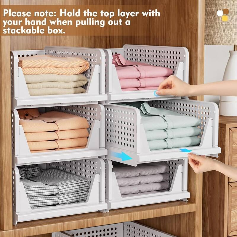 5 Pack Stackable Closet Storage Basket