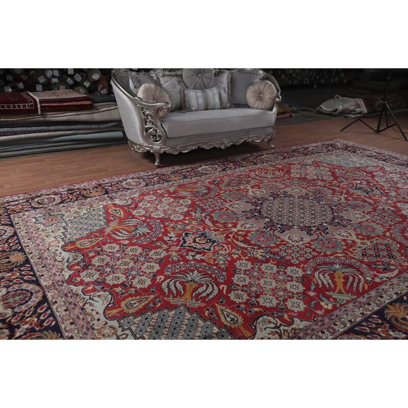 Hand Knotted Oriental 100% Wool Carpet Traditional Floral Red Najafabad Area Rug - 16' 2'' X 10' 3''