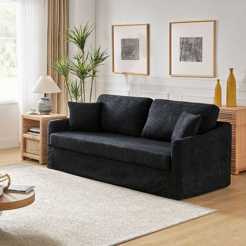 Volkhard 80.5" Modern Slipcovered Sofa With Removable Back Cushion By HULALA HOME