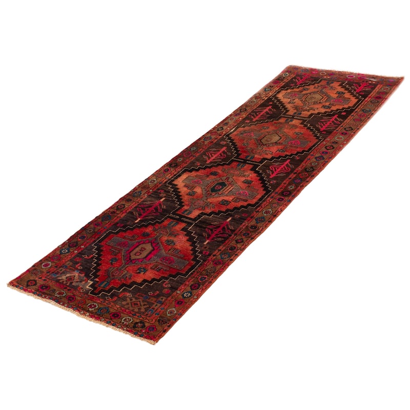 ECARPETGALLERY Hand-knotted Andelz Black, Copper Wool Rug - 3'1 x 9'5