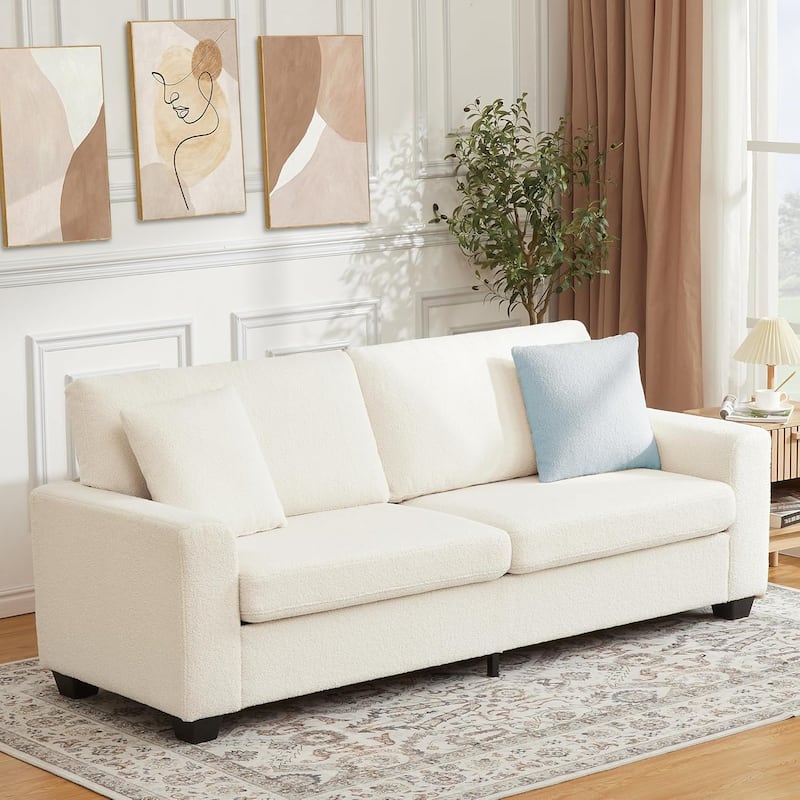 83' Comfy Cloud Couch, Modern 3 Seater Deep Seat Sofa - Beige